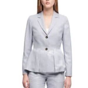 DKNY Seascape Peplum Blazer Light Blue Size 14 Nwot